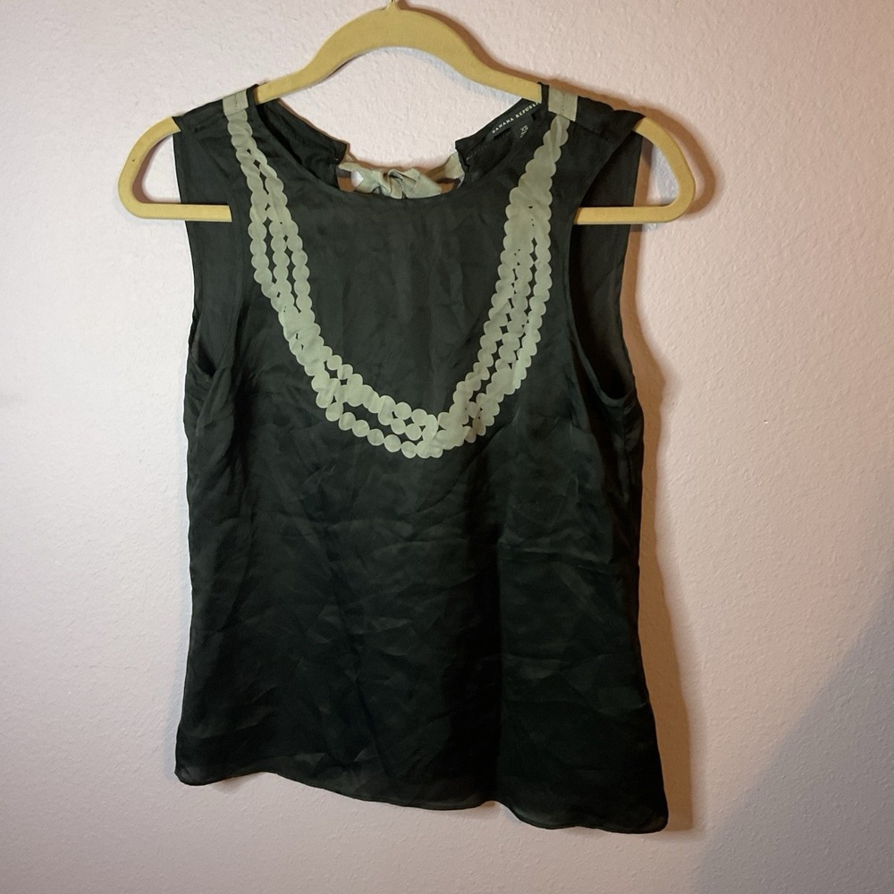 Banana Republic Silk Black Sleeveless‎ Tie Open Back Blouse Top Size XS
